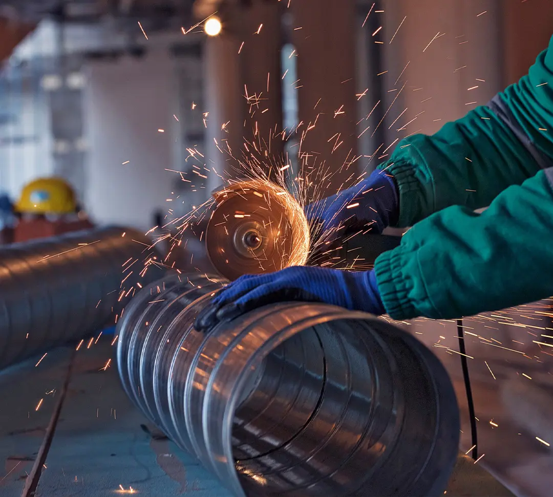 Arc welding of a steel in construction site